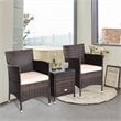 Maklaine 3-piece PE Rattan Outdoor Wicker Furniture Sets Chairs in Beige