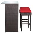 Maklaine 3-piece Rattan and Iron Patio Dining Set with Cushioned Chairs in Red