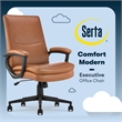 Maklaine Modern Executive Office Chair Metal Base Bonded Leather Cognac