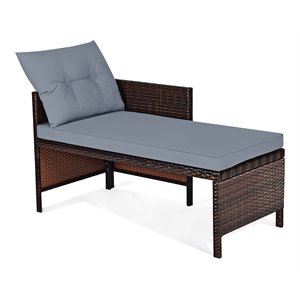 Maklaine 3-piece Wicker Rattan Patio L-shape Corner Sofa Set in Gray