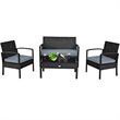 Maklaine 4-piece Contemporary Rattan and Steel Patio Furniture Set in Black