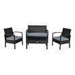 Maklaine 4-piece Contemporary Rattan and Steel Patio Furniture Set in Black