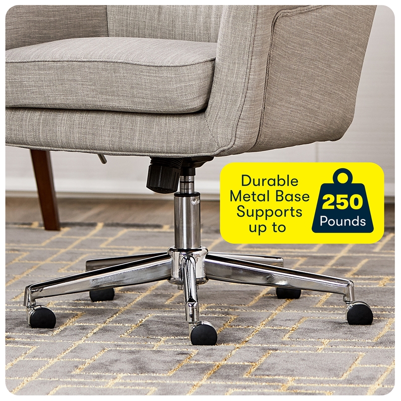 Maklaine Home Office Desk Chair Memory Foam Cushion Light Gray Twill Fabric