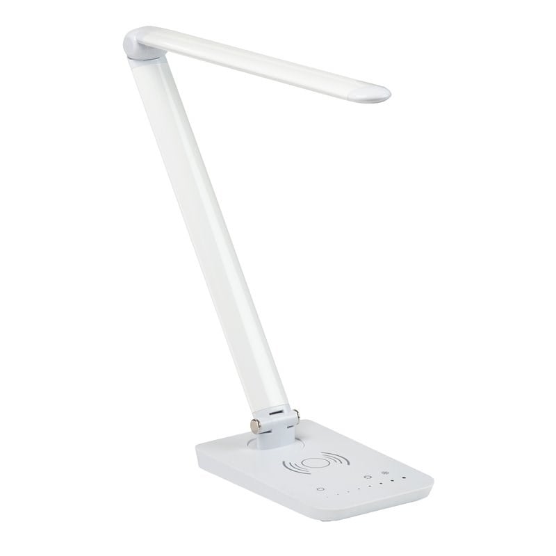 Maklaine Pivoting LED Lamp - Wireless Charging Pad & USB Port - White