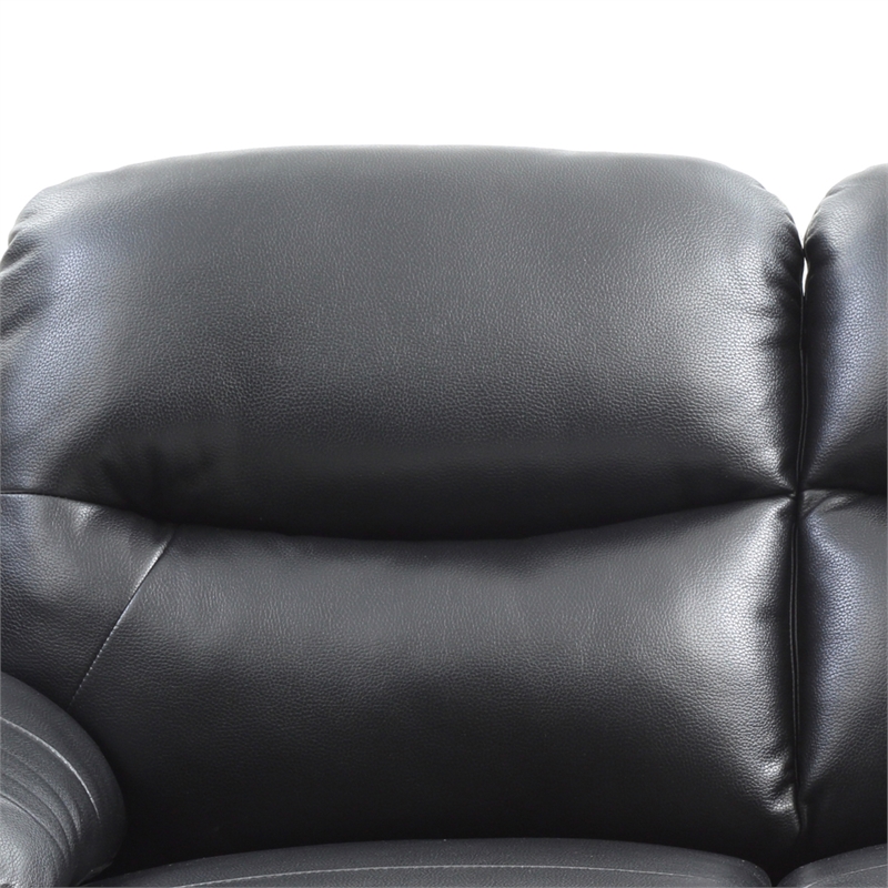 Maklaine Modern / Contemporary Faux Leather Loveseat in Black