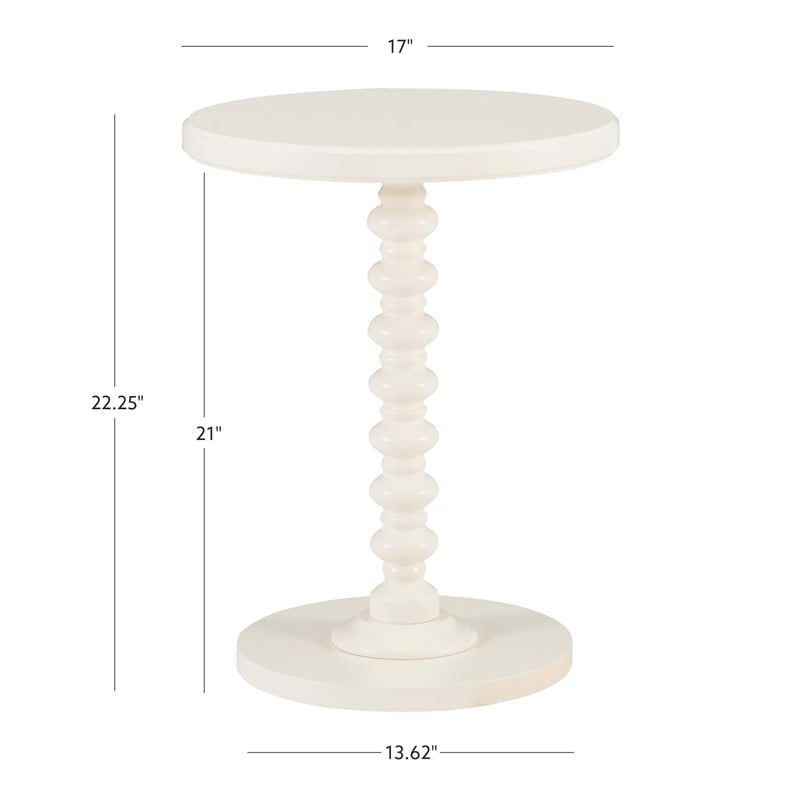Maklaine Modern Transitional Wood Spindle Side Table in Off White