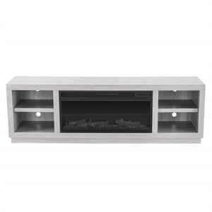 Maklaine TV Stand Entertainment Center for TV up to 85&quot with Fireplace Off White