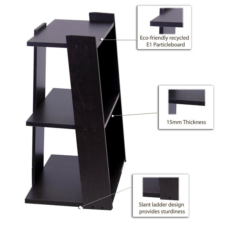 Maklaine Hidup Tropika Engineered Wood Mini Ladder Shelf in Espresso