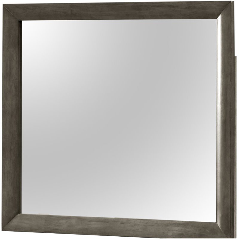 Maklaine Contemporary Engineered Wood Frame Mirror in Gray Finish