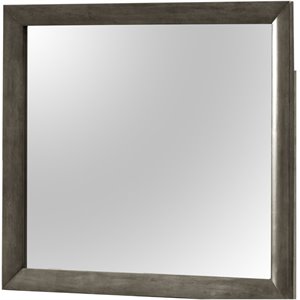 Maklaine Contemporary Engineered Wood Frame Mirror in Gray Finish