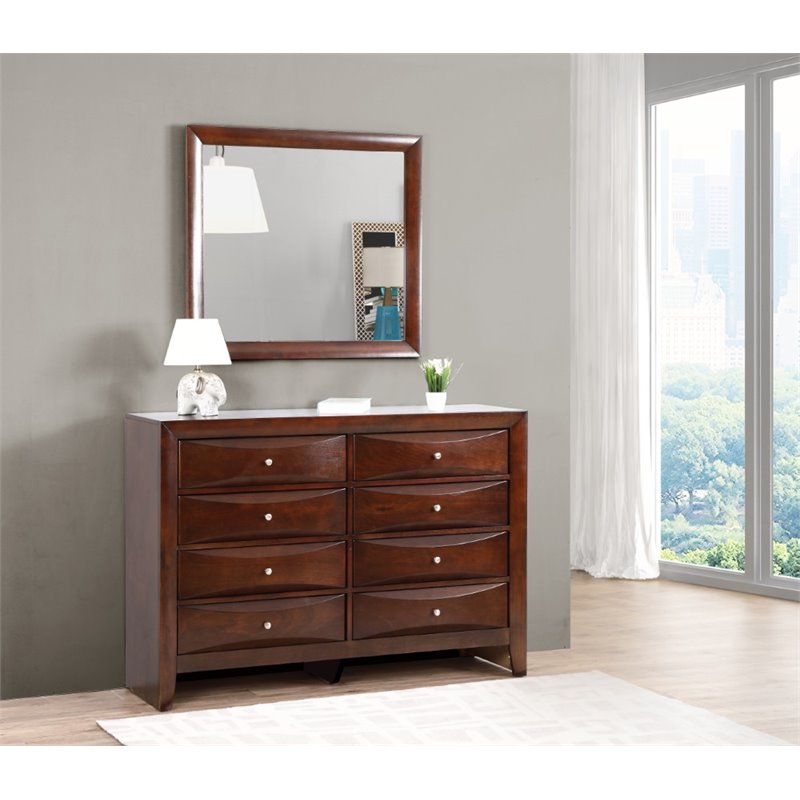 Maklaine Contemporary Engineered Wood Frame Mirror in Cappuccino