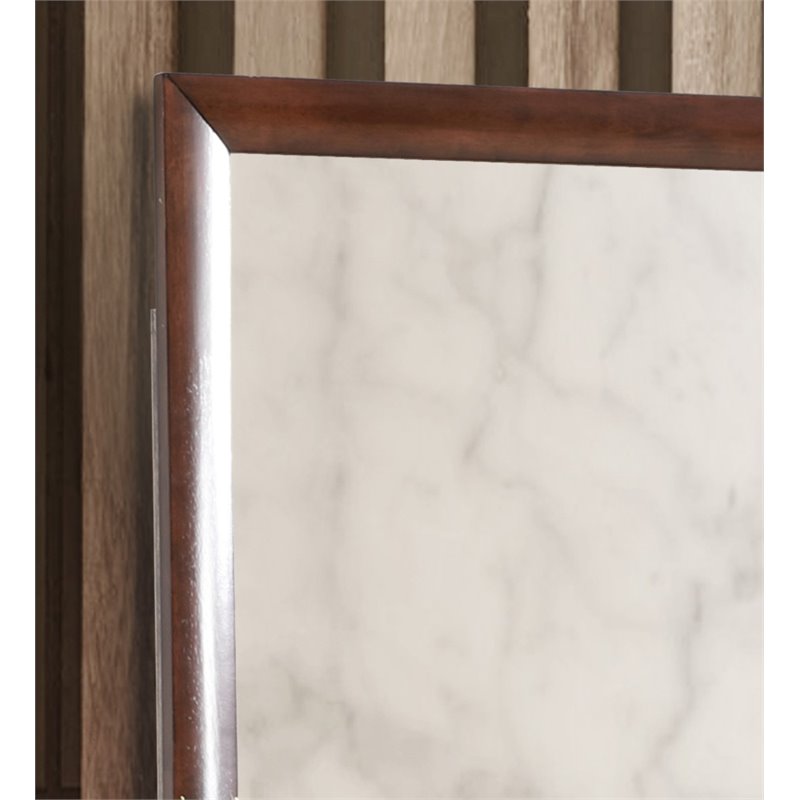 Maklaine Contemporary Engineered Wood Frame Mirror in Cappuccino