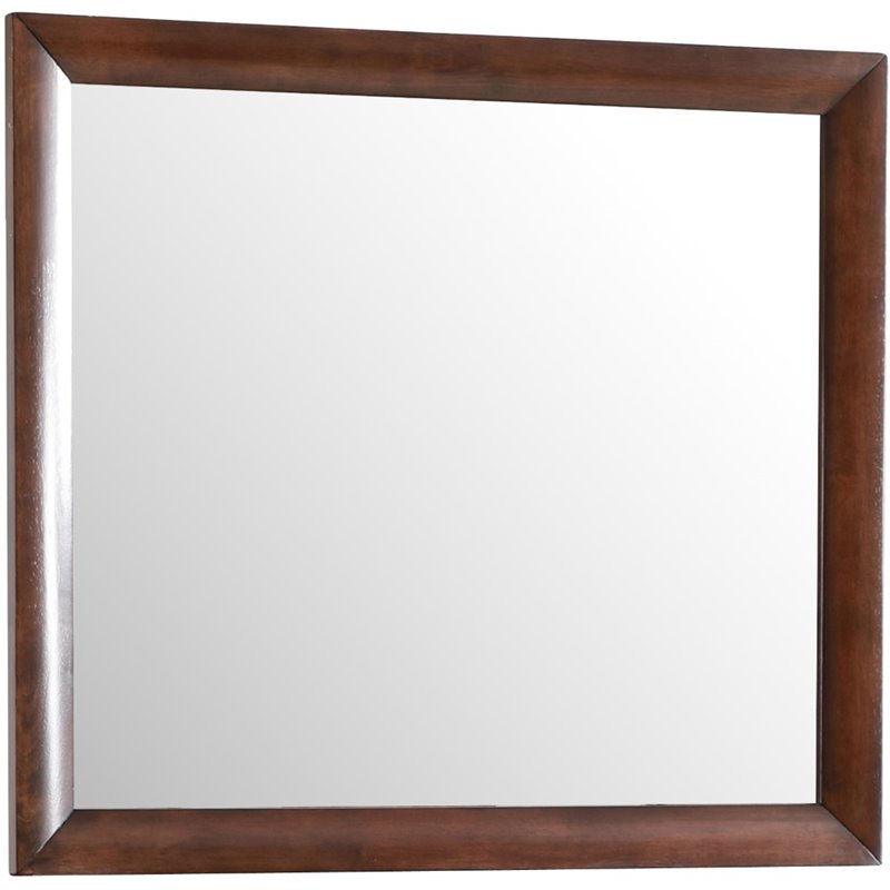 Maklaine Contemporary Engineered Wood Frame Mirror in Cappuccino