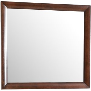 Maklaine Contemporary Engineered Wood Frame Mirror in Cappuccino