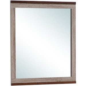Maklaine Traditional Wood Veneer Bedroom Mirror in Gray and Brown