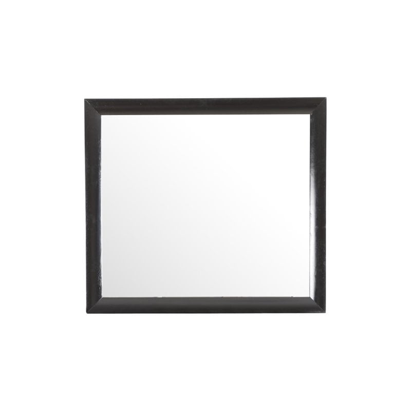 Maklaine Contemporary Engineered Wood Frame Mirror in Black Finish