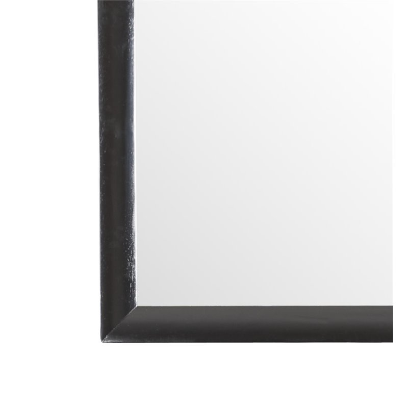 Maklaine Contemporary Engineered Wood Frame Mirror in Black Finish
