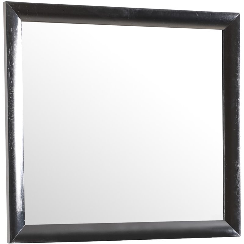 Maklaine Contemporary Engineered Wood Frame Mirror in Black Finish