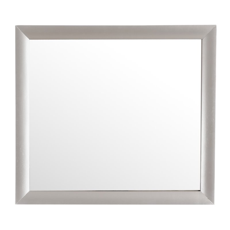 Maklaine Contemporary Engineered Wood Frame Mirror in Silver Champagne
