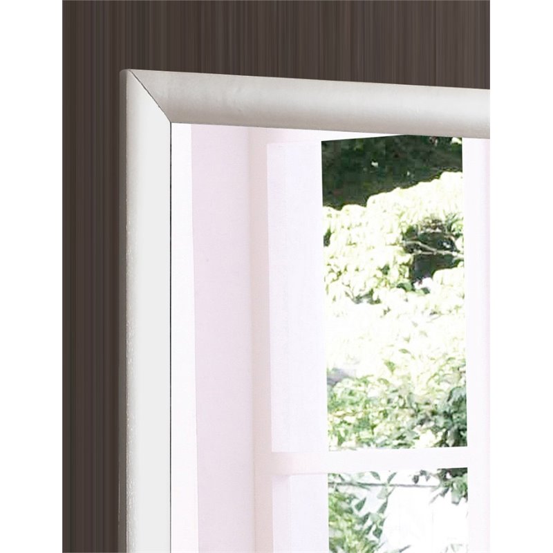 Maklaine Contemporary Engineered Wood Frame Mirror in Silver Champagne