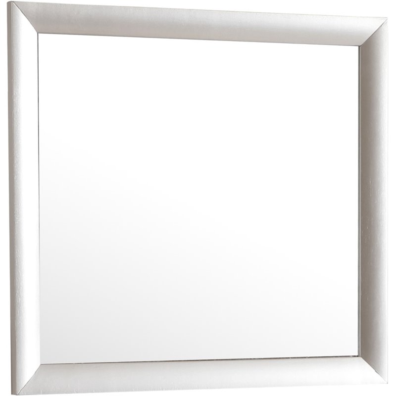 Maklaine Contemporary Engineered Wood Frame Mirror in Silver Champagne