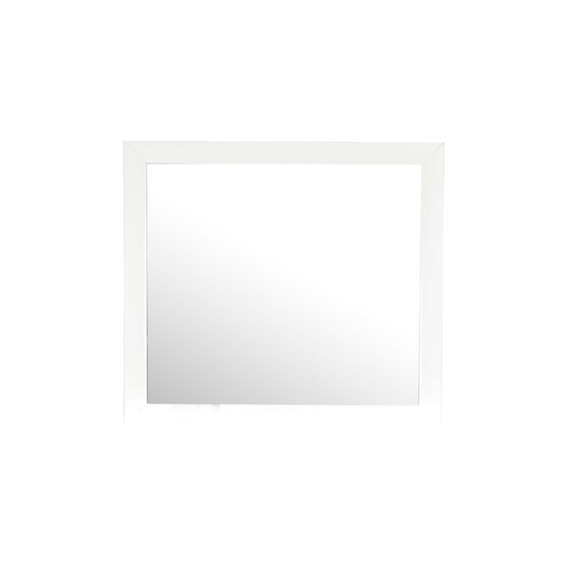Maklaine Contemporary Engineered Wood Frame Mirror in White Finish