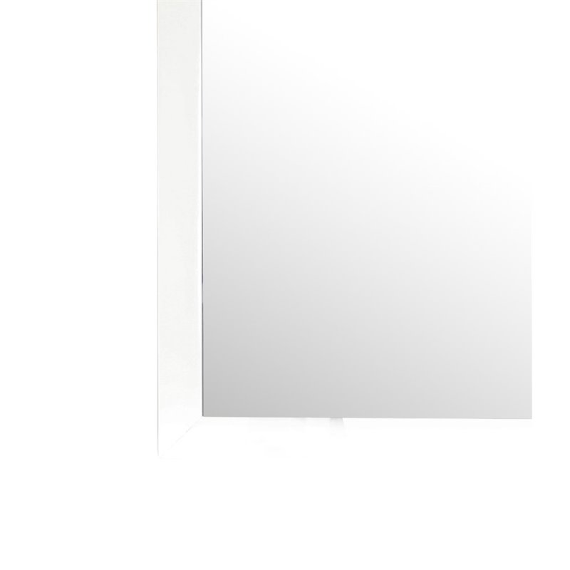 Maklaine Contemporary Engineered Wood Frame Mirror in White Finish