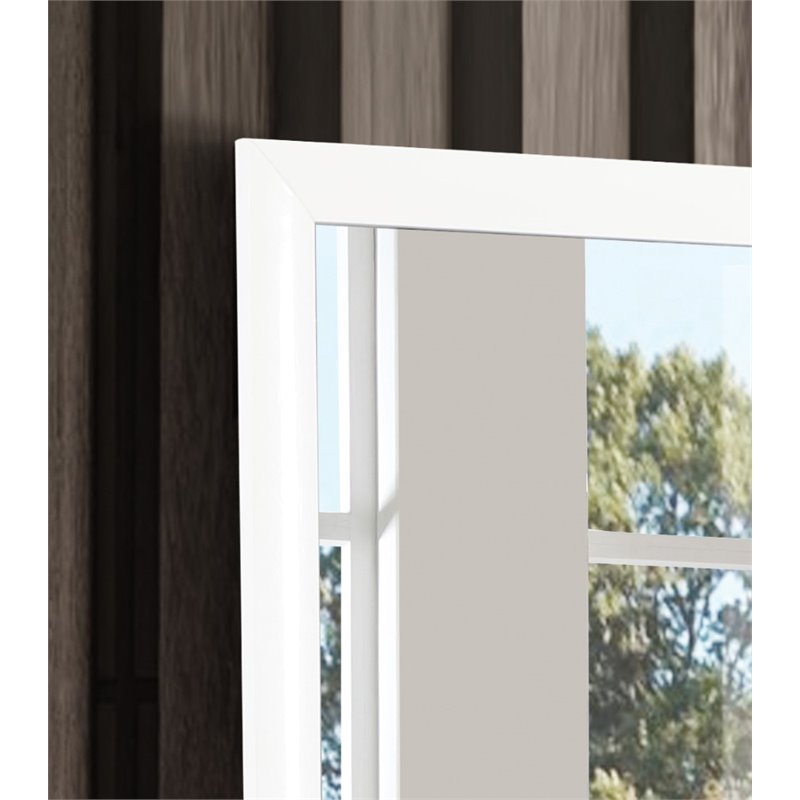 Maklaine Contemporary Engineered Wood Frame Mirror in White Finish