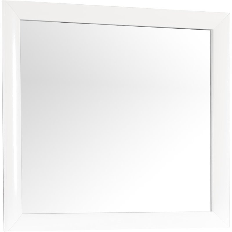 Maklaine Contemporary Engineered Wood Frame Mirror in White Finish