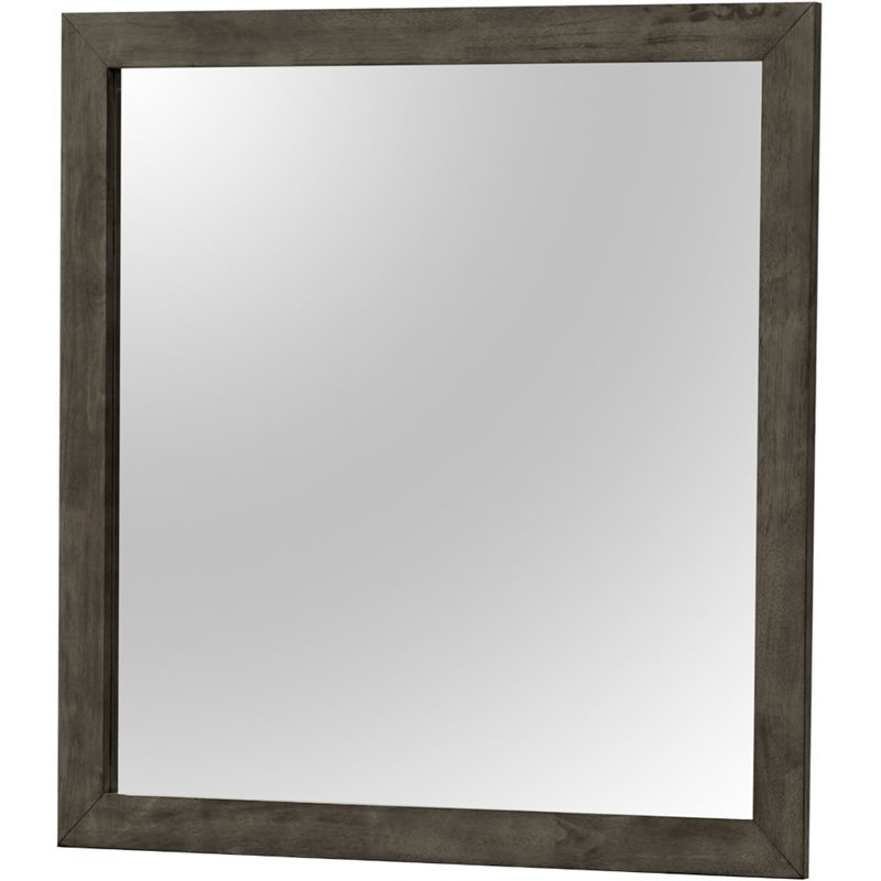 Maklaine Transitional Engineered Wood Frame Mirror in Gray Finish