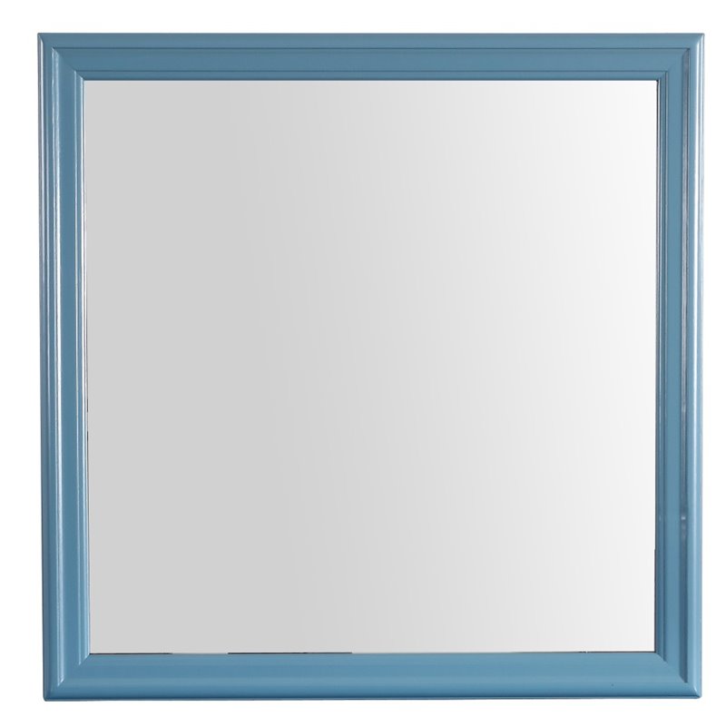 Maklaine Traditional Engineered Wood Frame Mirror in Teal Finish