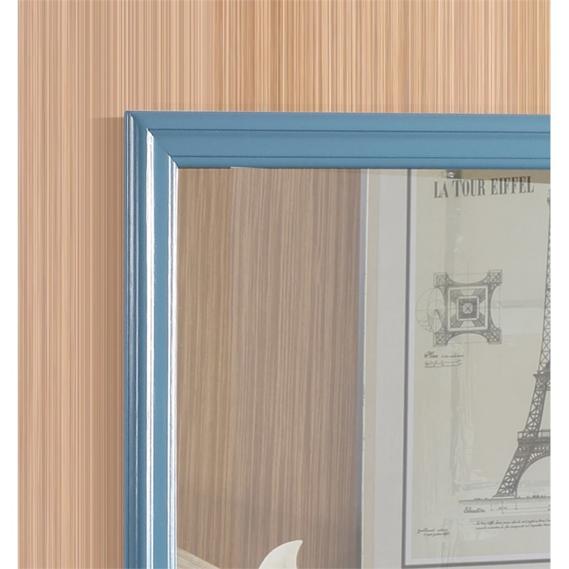 Maklaine Traditional Engineered Wood Frame Mirror in Teal Finish