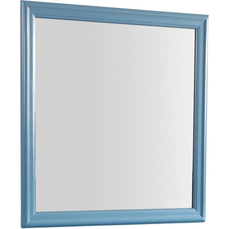 Maklaine Traditional Engineered Wood Frame Mirror in Teal Finish