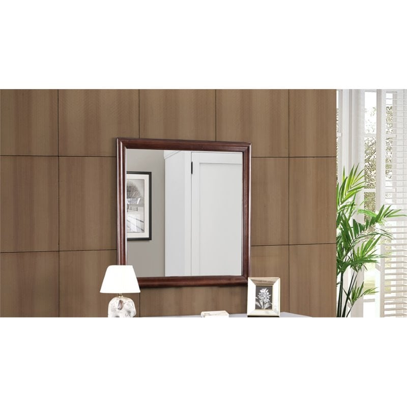 Maklaine Traditional Engineered Wood Frame Mirror in Cappuccino