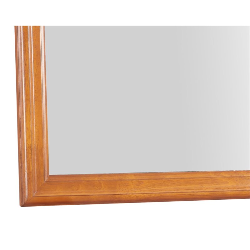 Maklaine Traditional Wood Veneer Frame Low Distortion Glass Mirror in Oak