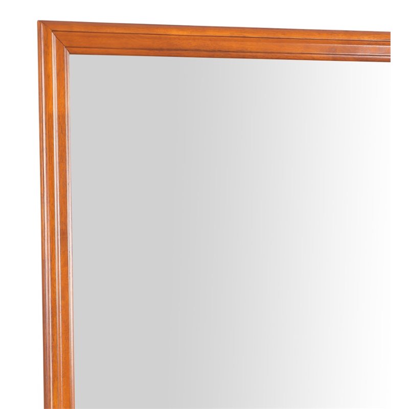 Maklaine Traditional Wood Veneer Frame Low Distortion Glass Mirror in Oak