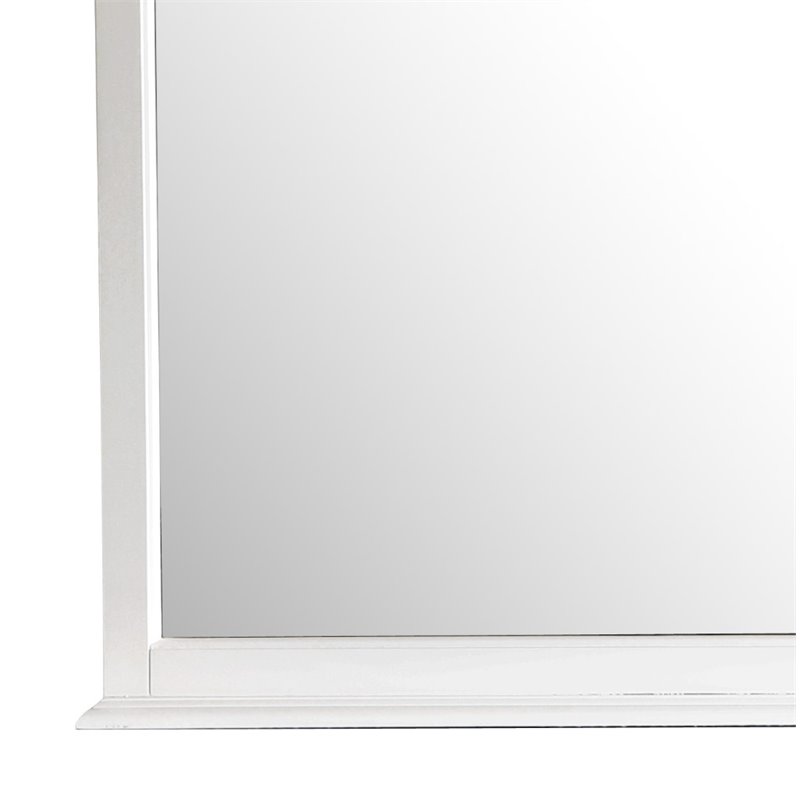 Maklaine Traditional Wood Veneer Bedroom Mirror in White Finish