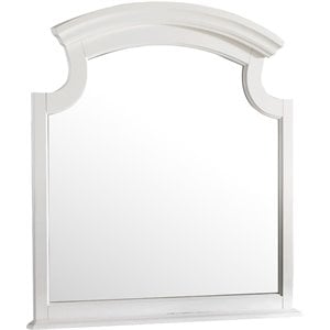 Maklaine Traditional Wood Veneer Bedroom Mirror in White Finish