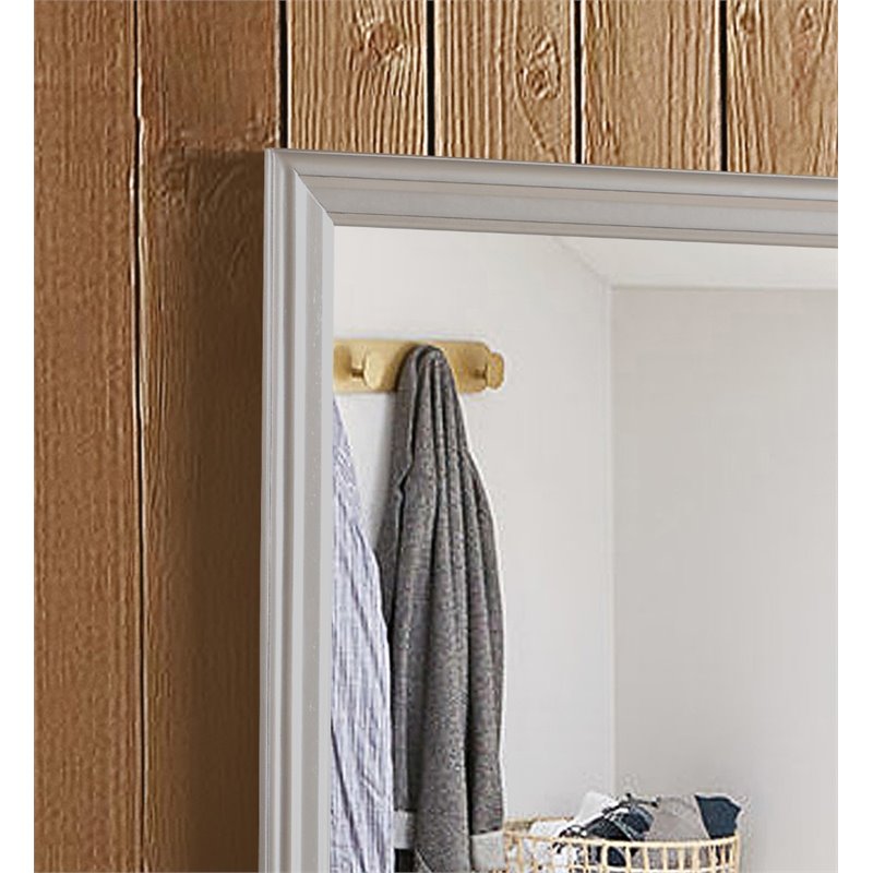 Maklaine Transitional Engineered Wood Frame Mirror in Silver Champagne