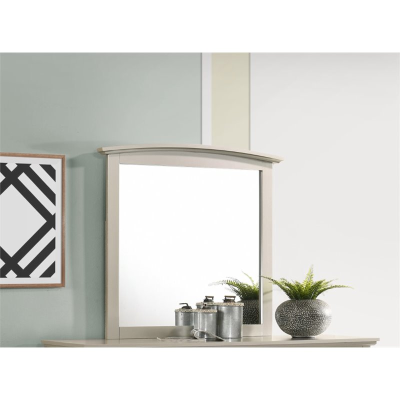 Maklaine Contemporary Engineered Wood Frame Mirror in Silver Champagne