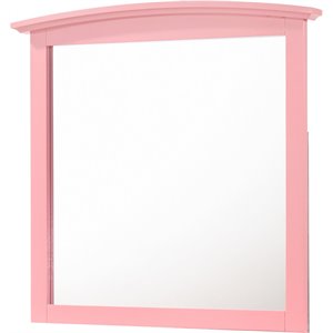 Maklaine Contemporary Engineered Wood Frame Mirror in Pink Finish