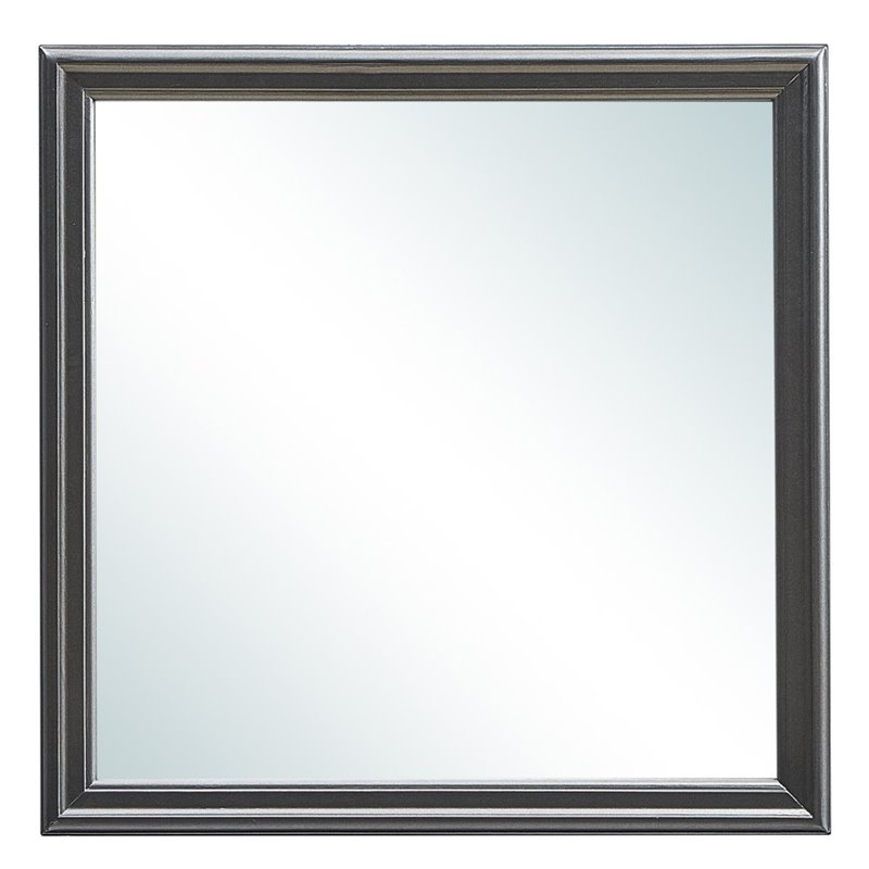 Maklaine Transitional Engineered Wood Frame Mirror in Metalic Black