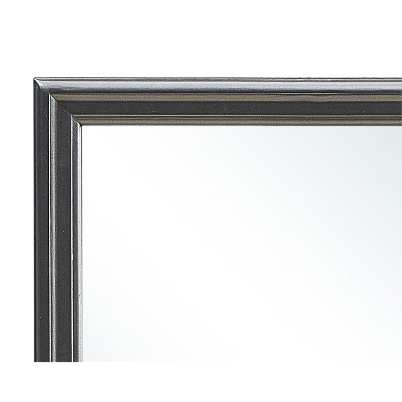Maklaine Transitional Engineered Wood Frame Mirror in Metalic Black