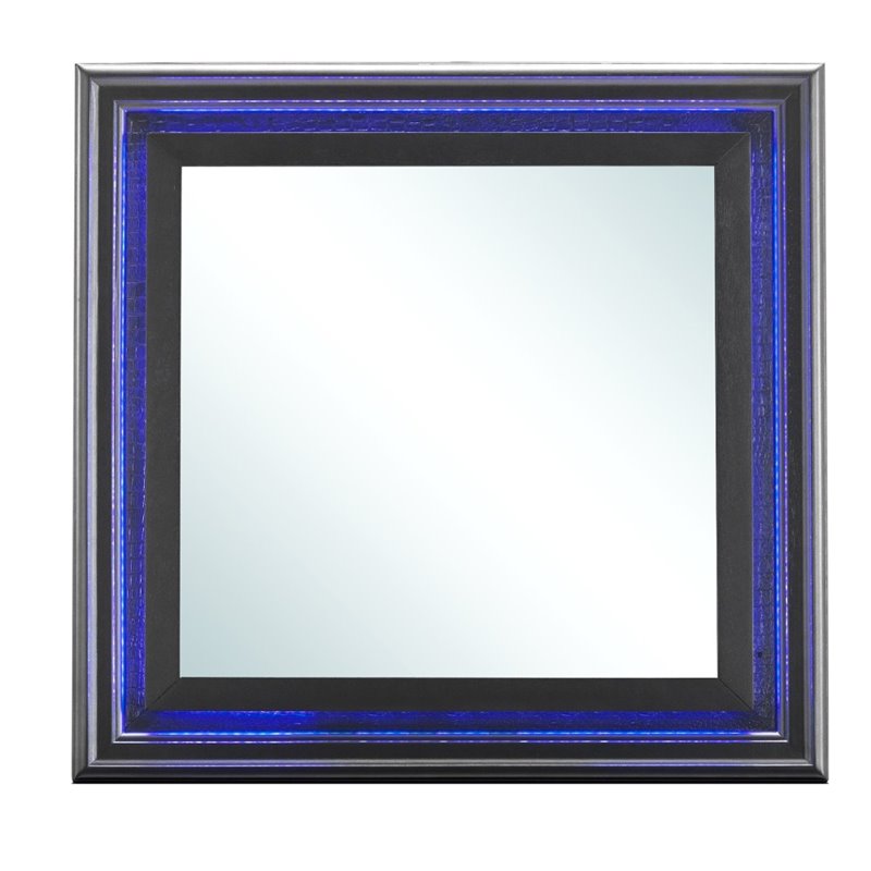 Maklaine Transitional Engineered Wood Frame Mirror in Charcoal
