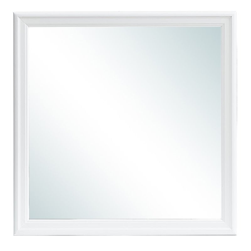 Maklaine Transitional Engineered Wood Frame Mirror in Pearl White