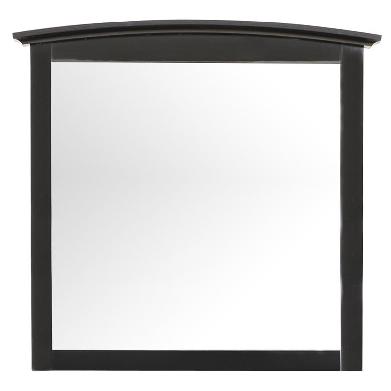 Maklaine Contemporary Engineered Wood Frame Mirror in Black Finish