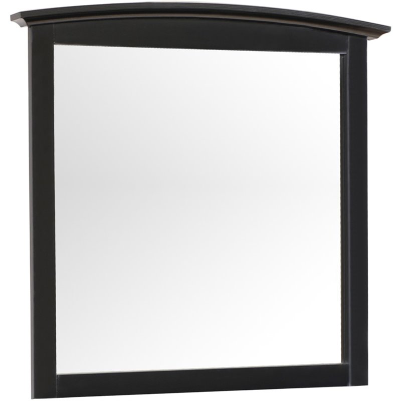 Maklaine Contemporary Engineered Wood Frame Mirror in Black Finish