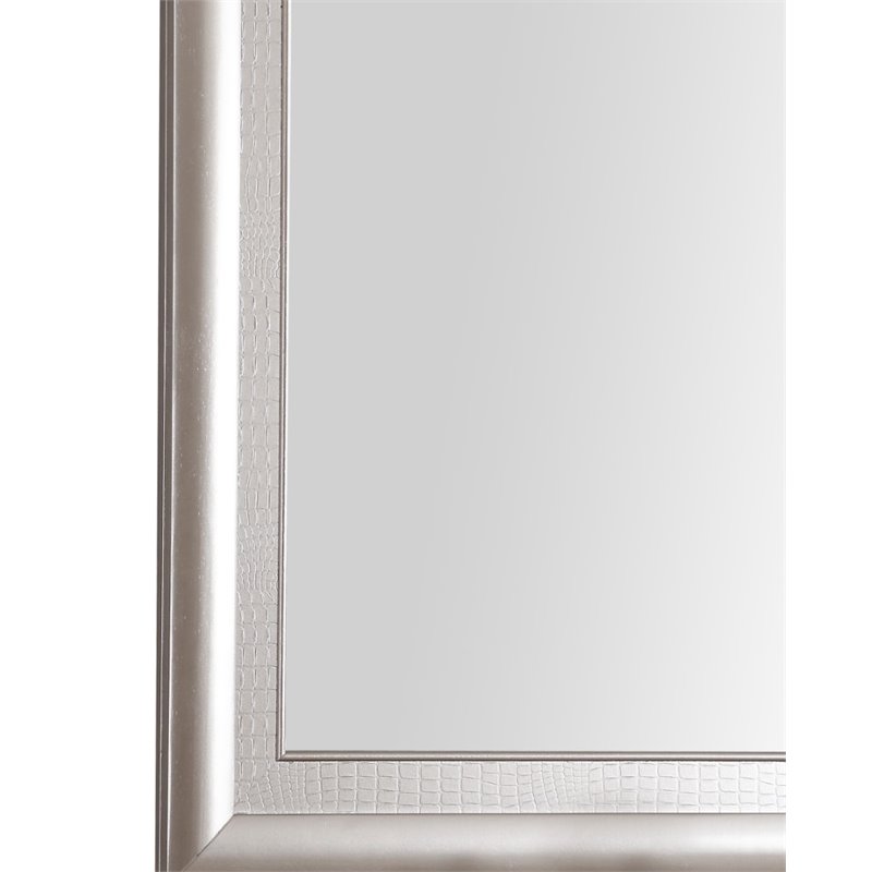 Maklaine Contemporary Wood Veneer Bedroom Mirror in Silver Champagne