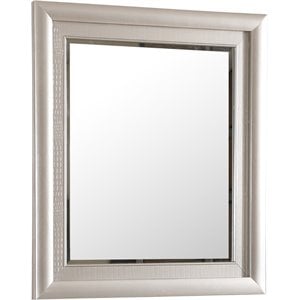 Maklaine Contemporary Wood Veneer Bedroom Mirror in Silver Champagne