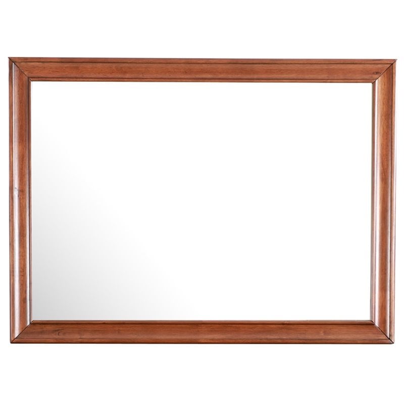 Maklaine Transitional Manufactured Wood Frame Mirror in Oak Stain